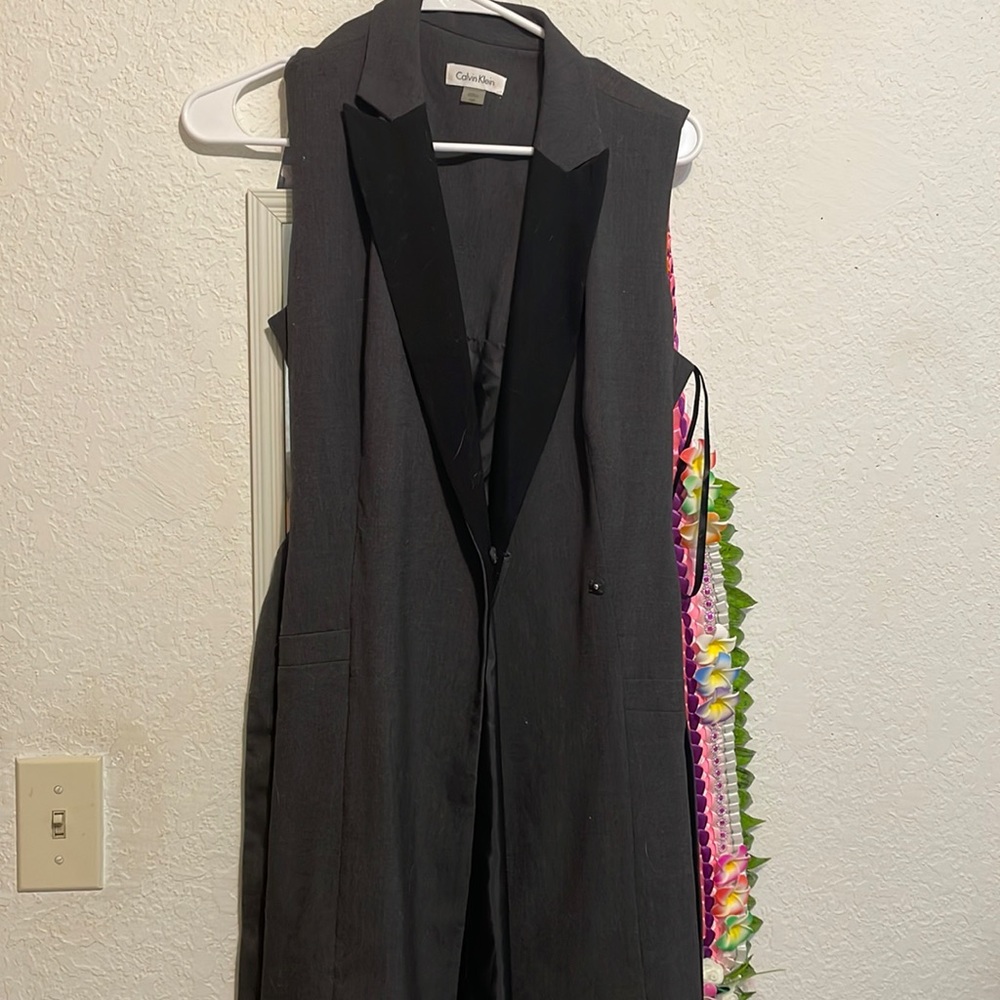 Calvin Klein gray black wrap around dress